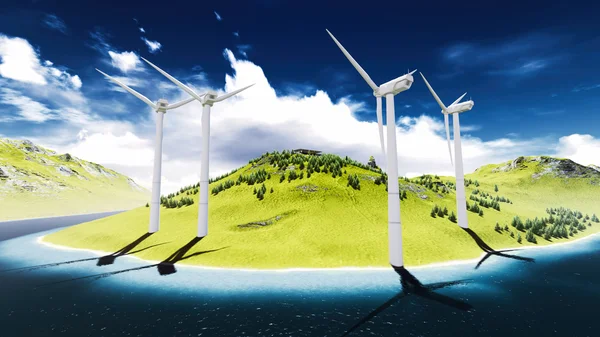 Ветровые турбины на берегу — стоковое фото