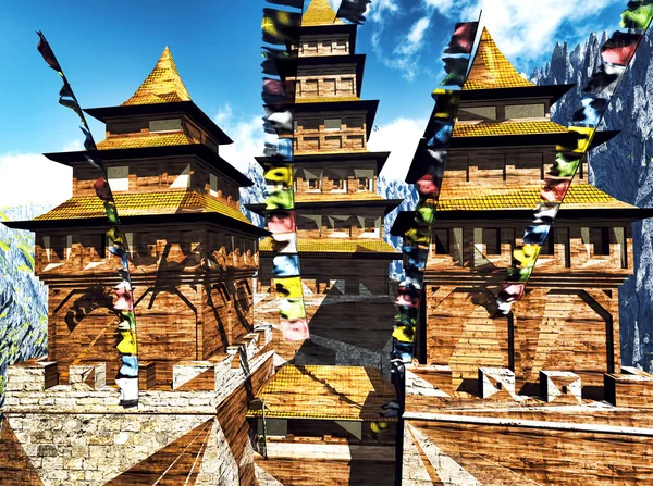 Buddhistischer Tempel in den Bergen — Stockfoto