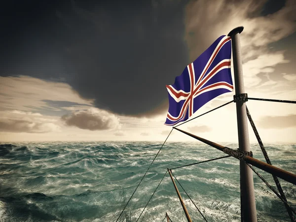 Union Jack over the waves — Stock Photo, Image