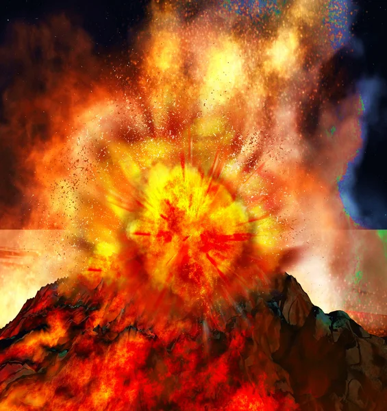 Eruzione vulcanica sull'isola — Foto Stock