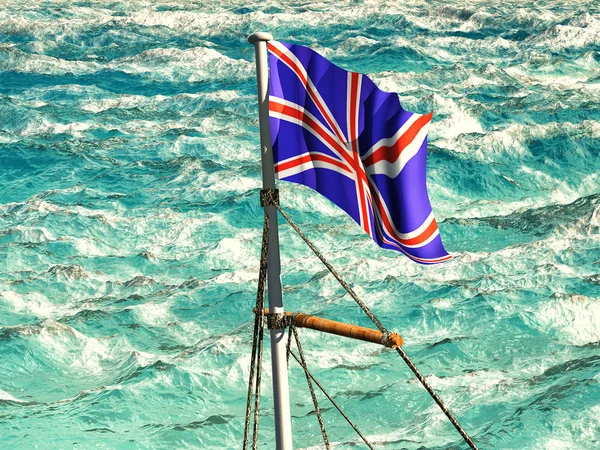 Union Jack waving over troubled waters — Stock Photo, Image