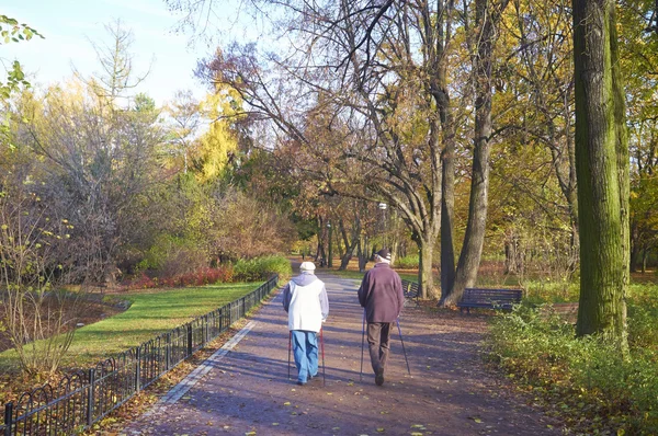 Idős pár a parkban — Stock Fotó