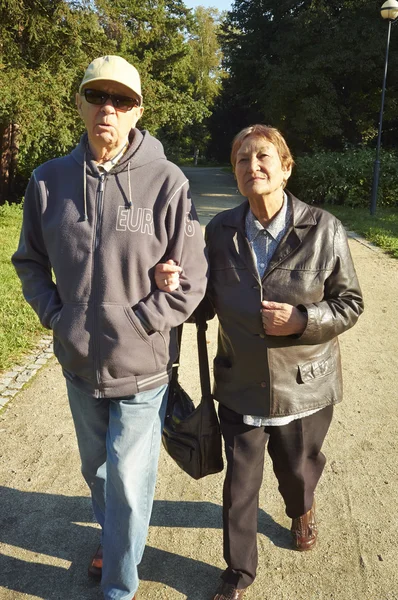 Пожилая пара в парке — стоковое фото