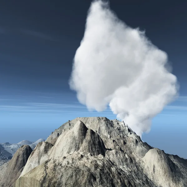 Volcanic eruption on island — Stock Photo, Image