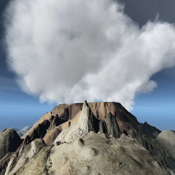 Wybuch wulkanu na wyspie — Zdjęcie stockowe