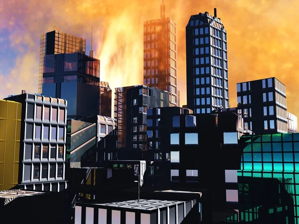 Armageddon scene in city — Stock Photo, Image