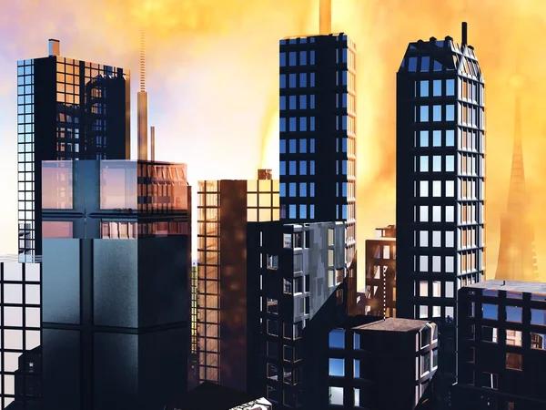 Armageddon scene in city — Stock Photo, Image