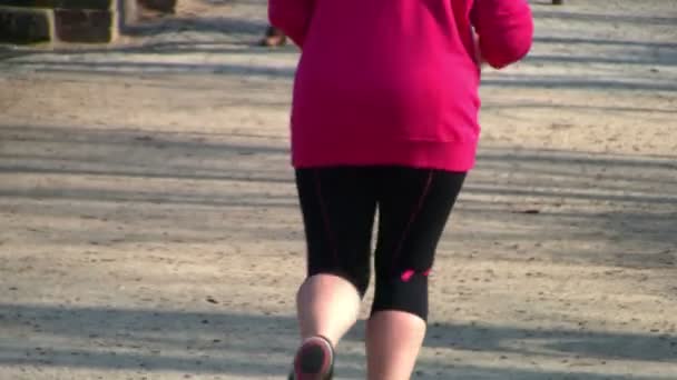 Female jogger in the park — Stock Video