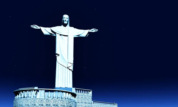 Cristo el Redentor por la noche — Foto de Stock