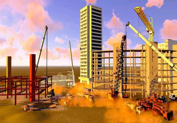 Construction site with various machines — Stock Photo, Image