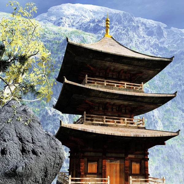 Buddhistischer Tempel in den Bergen — Stockfoto