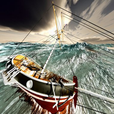 korsan Brigantine'in batıyor