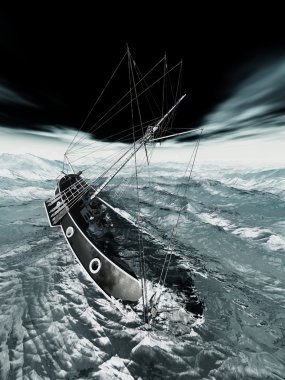 korsan Brigantine'in batıyor