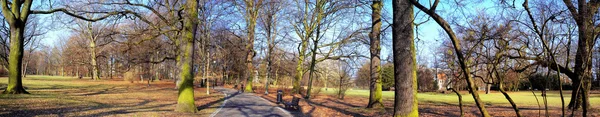 Parque em tempo de primavera - vista panorâmica — Fotografia de Stock