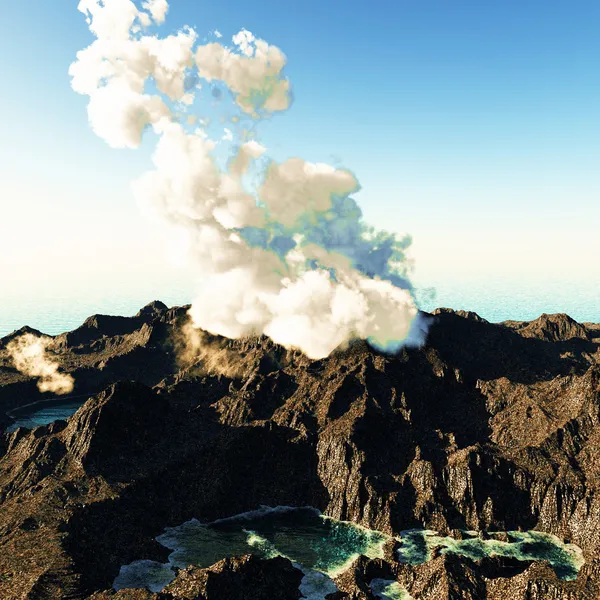 Éruption volcanique sur l'île — Photo