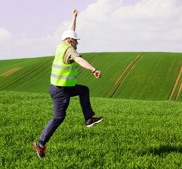 Engeeneer jumping for joy — Stock Photo, Image