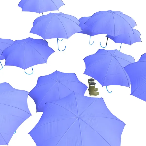 Umbrella & wellingtons — Stock Photo, Image
