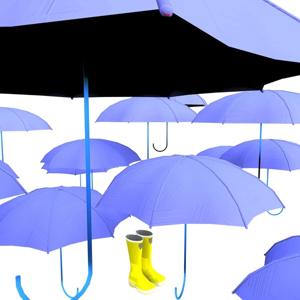 Paraguas y wellingtons — Foto de Stock
