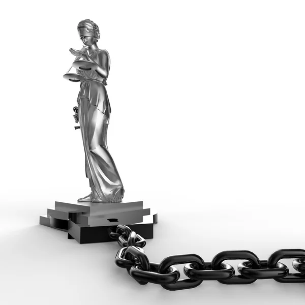 Themis statue and handcuffs — Stock Photo, Image