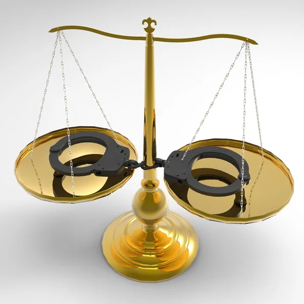 Scales of justice and handcuffs — Stock Photo, Image