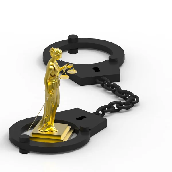 Themis statue and handcuffs — Stock Photo, Image