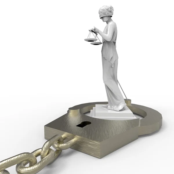 Themis statue and handcuffs — Stock Photo, Image