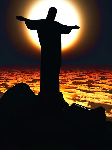 Cristo Redentor, en Río de Janeiro — Foto de Stock