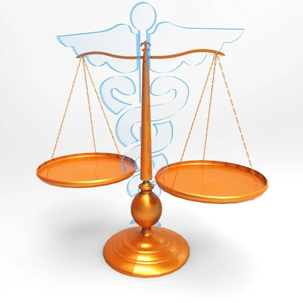 Asclepius & Justice scale — Stock Photo, Image