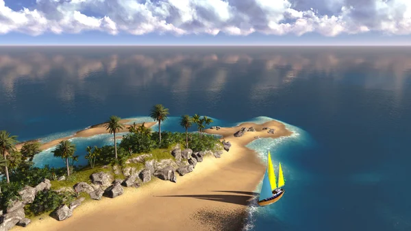 Yacht i paradise island — Stockfoto
