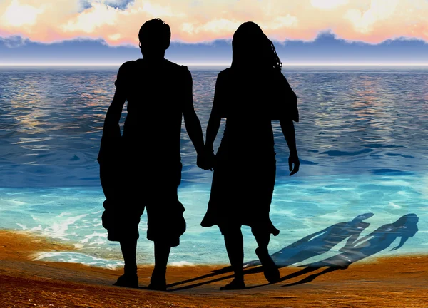 Par vid havet — Stockfoto