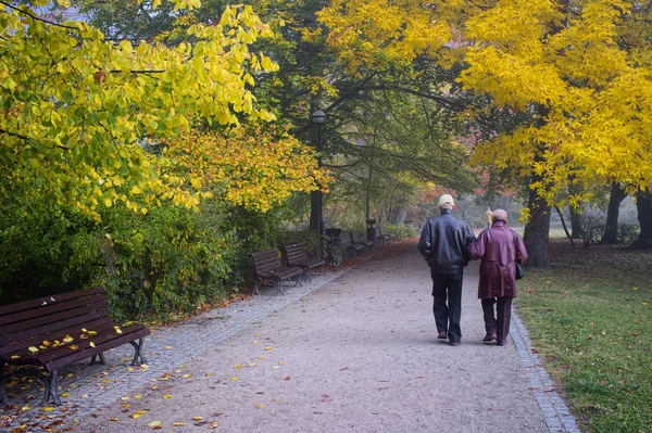 Senior par i parken — Stockfoto