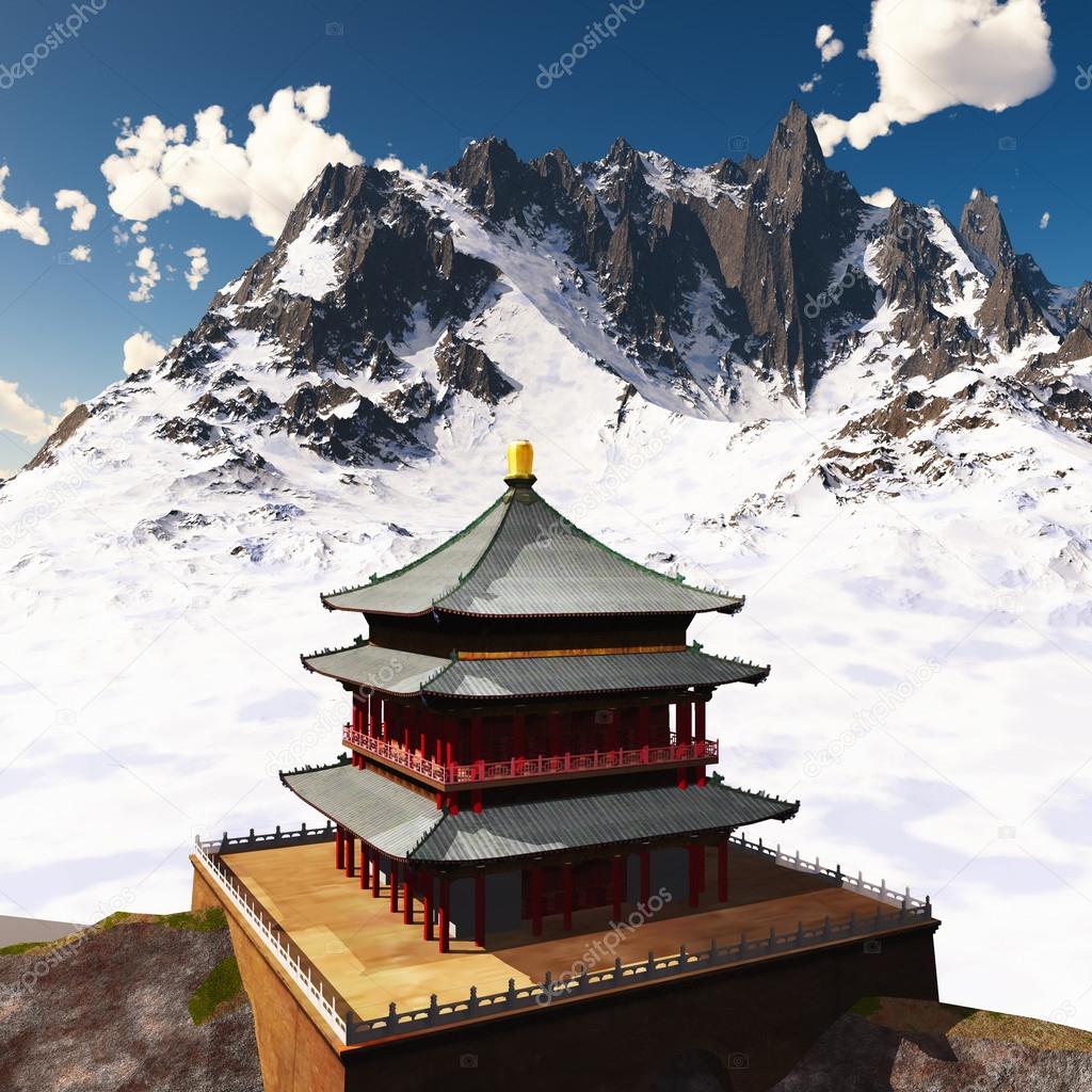 Zen buddhist temple in mountains