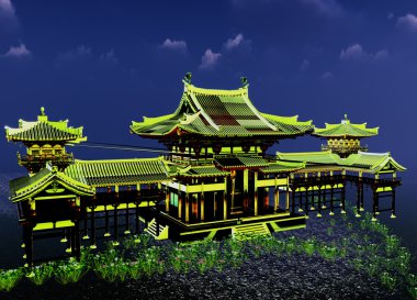 dağlarda Zen Budist tapınağı