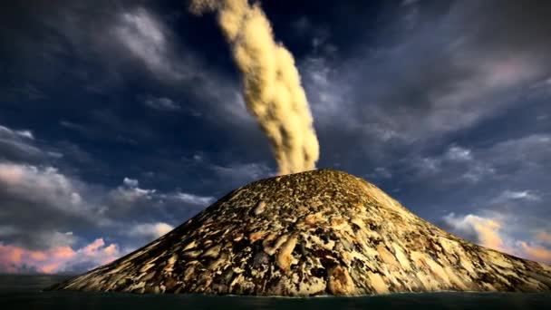 Vulkanische uitbarsting op het eiland — Stockvideo