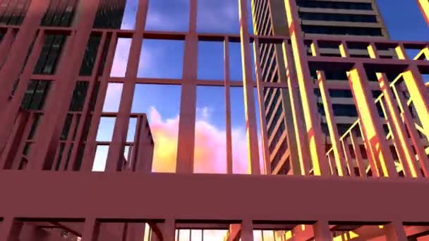 Sitio de construcción - ilustración colorida abstracta — Vídeo de stock