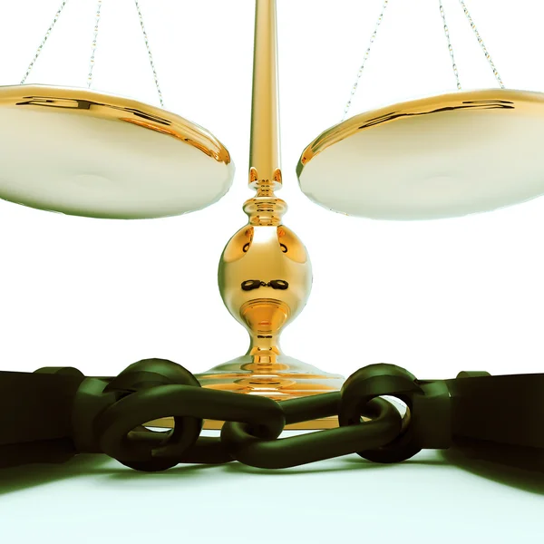 Scales of justice and handcuffs — Stock Photo, Image