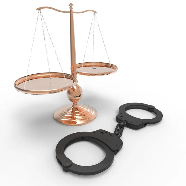 Scales of justice and handcuffs — Stock Photo, Image