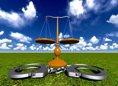 Scales of justice and handcuffs clipart