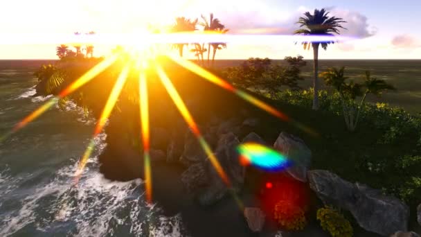 Hawaiian paradise-tropisch eiland bij zonsondergang — Stockvideo