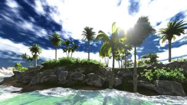 Paradis hawaïen île tropicale au coucher du soleil 