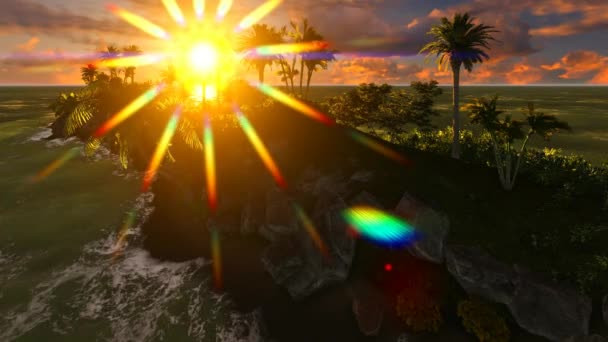 Ilha tropical paraíso havaiano ao pôr-do-sol — Vídeo de Stock