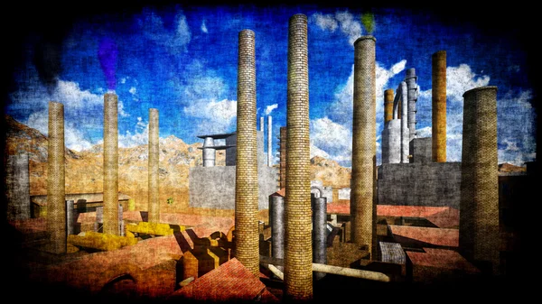 Factory on desert — Stock Photo, Image
