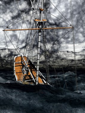 korsan Brigantine'in batıyor