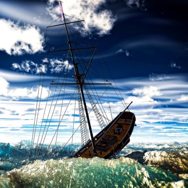 korsan Brigantine'in batıyor