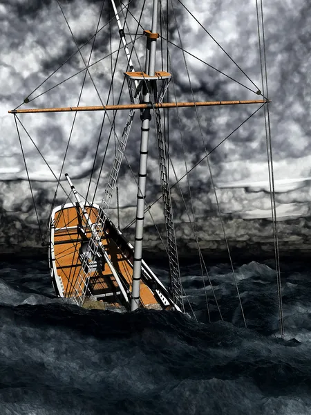 Zatopienie brigantine pirat — Zdjęcie stockowe