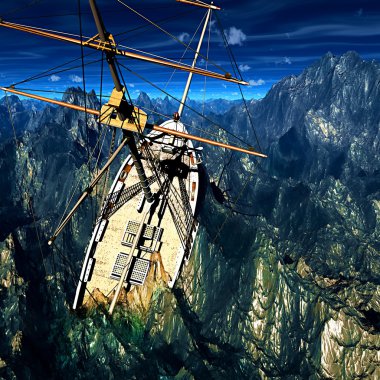 korsan Brigantine'in batıyor