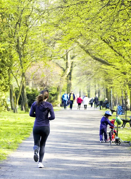 Kvinnliga joggare i park — Stockfoto