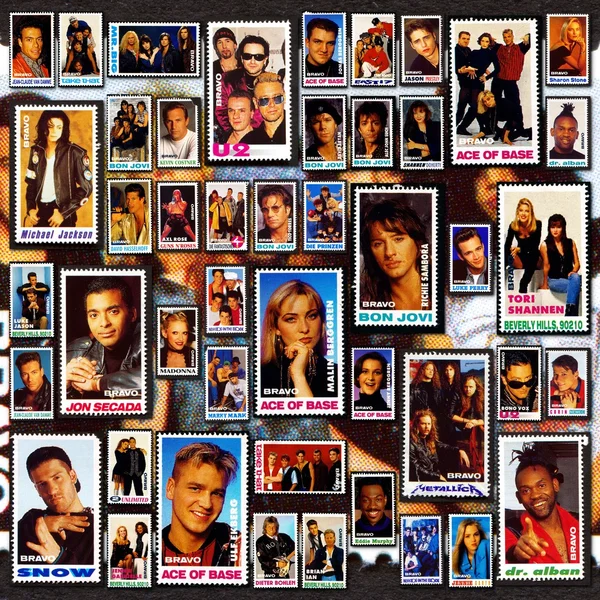 Collage con celebrità di intrattenimento popolari — Foto Stock