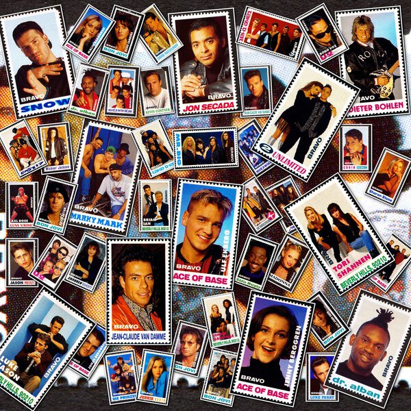 Коллаж с популярными знаменитостями развлечений
 