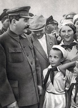 Vintage photograph of Joseph stalin with children clipart